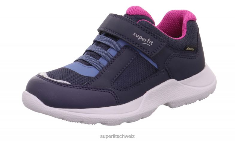 Kinder und Jugendliche Turnschuhe 44B2D537 Superfit Rush - Low-Sneaker mit Klettverschluss Blau Rosa