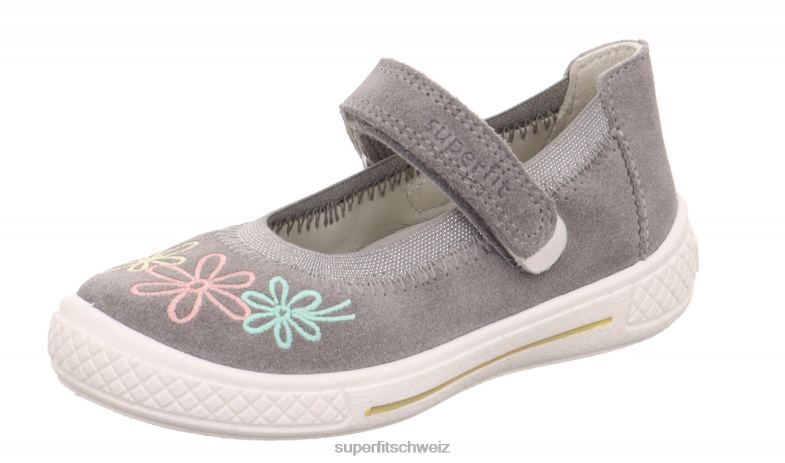 Kleinkinder Ballerinas 44B2D608 Superfit tensy - Ballerina mit Klettverschluss hellgrau