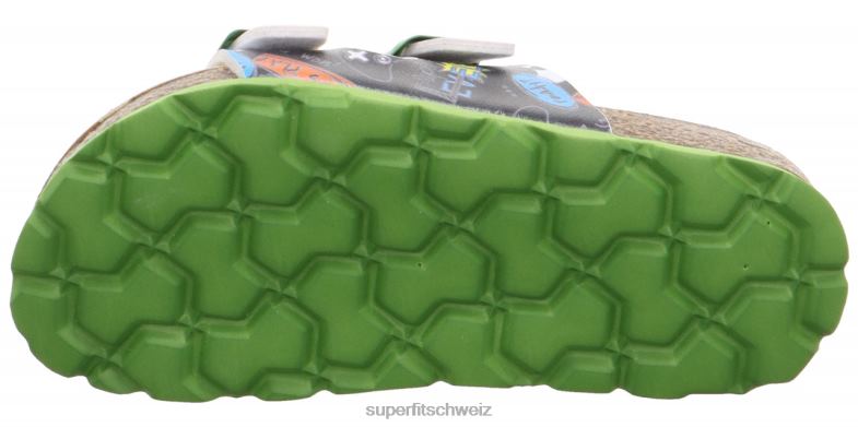 Kleinkinder Hausschuhe 44B2D549 Superfit fussbettpantoffel - Slipper mit Schnalle schwarz/mehrfarbig