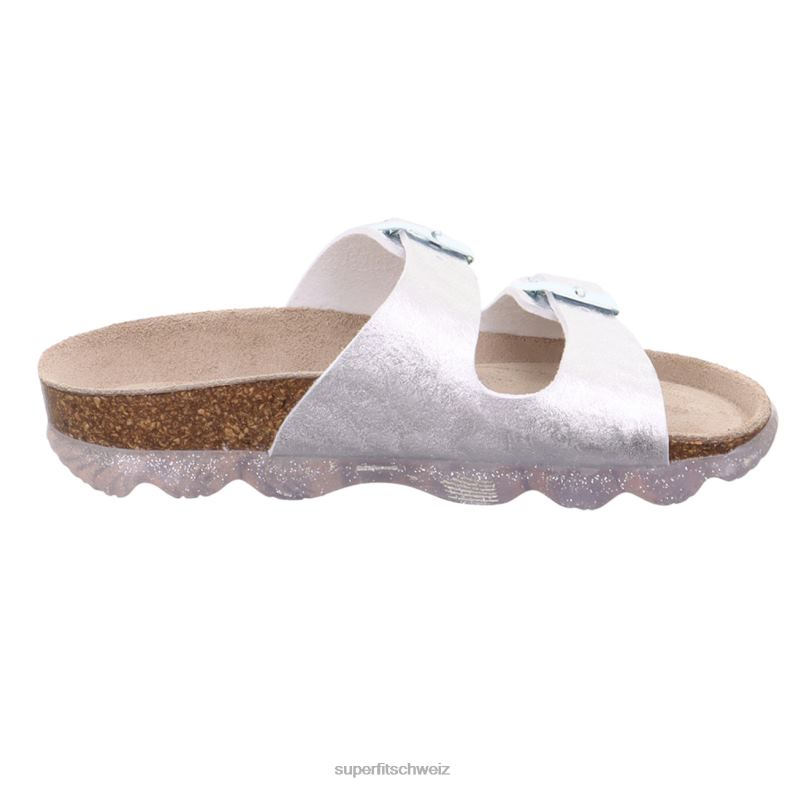 Kleinkinder Hausschuhe 44B2D552 Superfit Gelees - Slipper mit Schnalle Silber