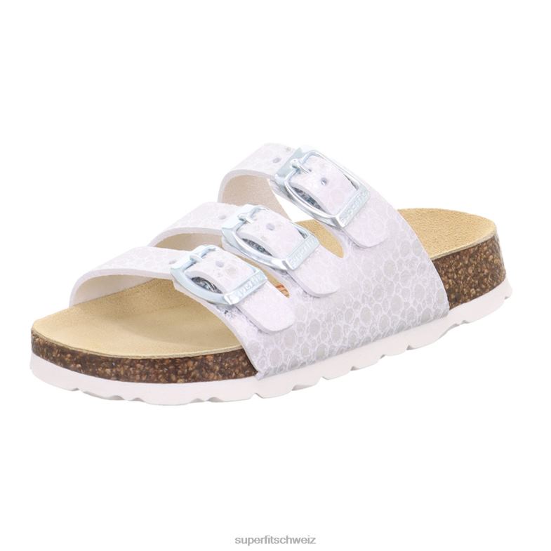Kleinkinder Hausschuhe 44B2D554 Superfit fussbettpantoffel - Slipper mit Schnalle Weiss