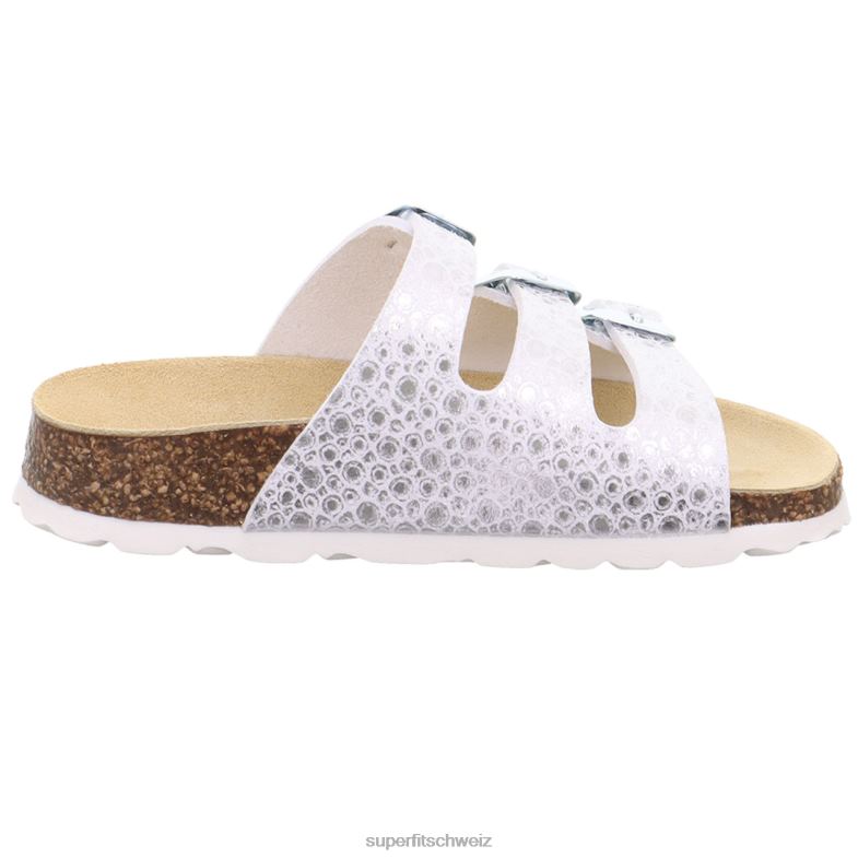 Kleinkinder Hausschuhe 44B2D554 Superfit fussbettpantoffel - Slipper mit Schnalle Weiss