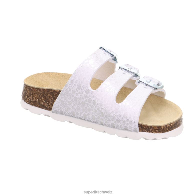 Kleinkinder Hausschuhe 44B2D554 Superfit fussbettpantoffel - Slipper mit Schnalle Weiss