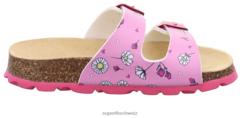 Kleinkinder Hausschuhe 44B2D556 Superfit fussbettpantoffel - Slipper mit Schnalle rosa/mehrfarbig