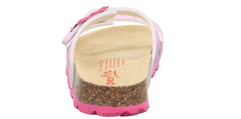 Kleinkinder Hausschuhe 44B2D556 Superfit fussbettpantoffel - Slipper mit Schnalle rosa/mehrfarbig