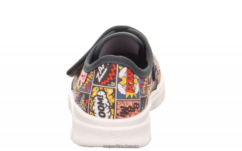 Kleinkinder Hausschuhe 44B2D557 Superfit Bobby - Slipper mit Klettverschluss grau/mehrfarbig
