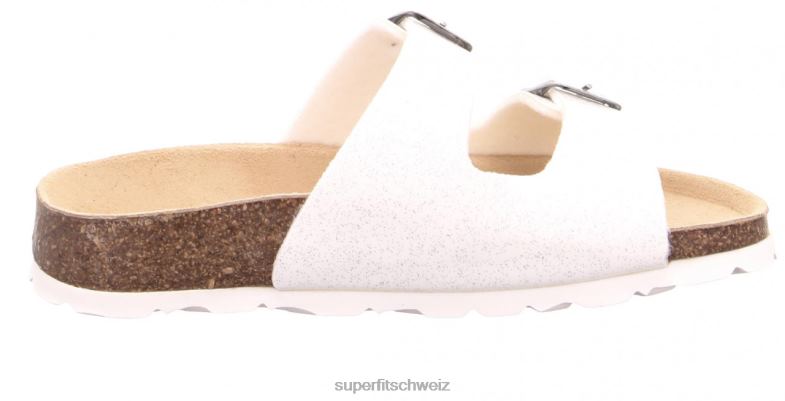 Kleinkinder Hausschuhe 44B2D558 Superfit fussbettpantoffel - Slipper mit Schnalle Weiss
