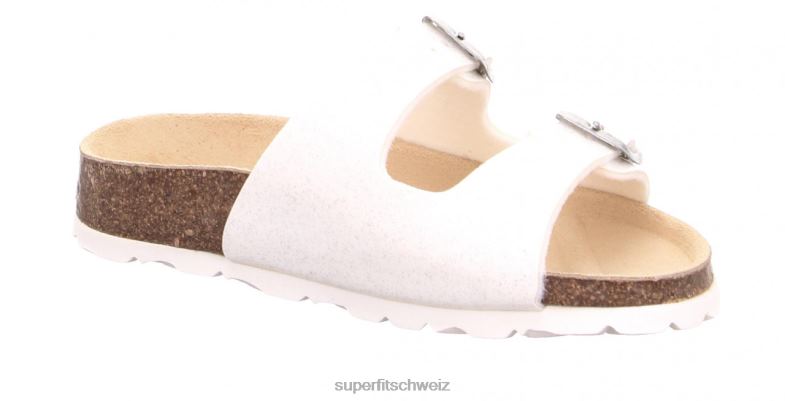Kleinkinder Hausschuhe 44B2D558 Superfit fussbettpantoffel - Slipper mit Schnalle Weiss