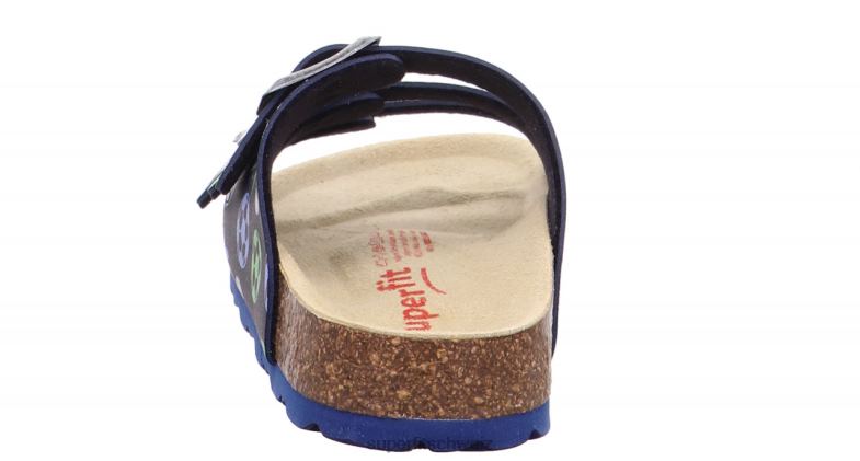 Kleinkinder Hausschuhe 44B2D561 Superfit fussbettpantoffel - Slipper mit Schnalle Blau Grün