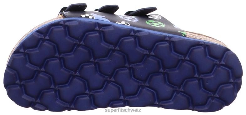 Kleinkinder Hausschuhe 44B2D561 Superfit fussbettpantoffel - Slipper mit Schnalle Blau Grün