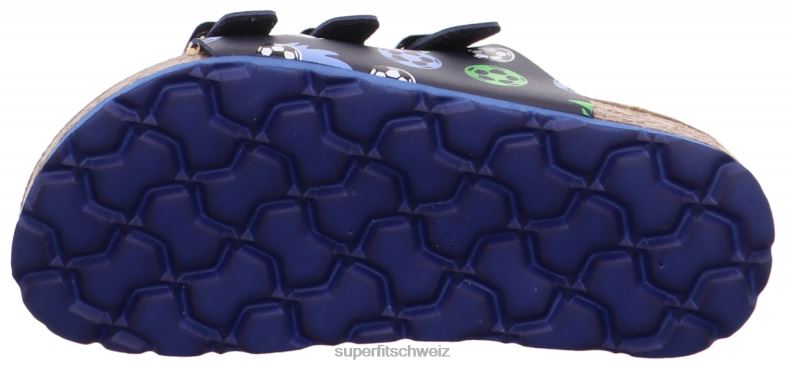 Kleinkinder Hausschuhe 44B2D561 Superfit fussbettpantoffel - Slipper mit Schnalle Blau Grün