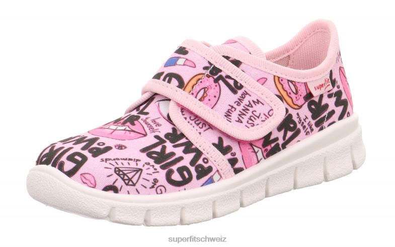 Kleinkinder Hausschuhe 44B2D563 Superfit Bobby - Slipper mit Klettverschluss rosa/mehrfarbig