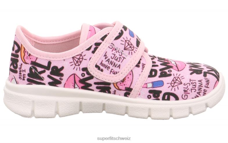 Kleinkinder Hausschuhe 44B2D563 Superfit Bobby - Slipper mit Klettverschluss rosa/mehrfarbig