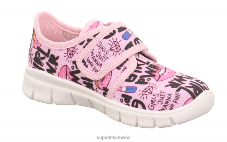 Kleinkinder Hausschuhe 44B2D563 Superfit Bobby - Slipper mit Klettverschluss rosa/mehrfarbig