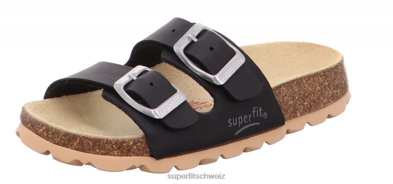 Kleinkinder Hausschuhe 44B2D564 Superfit fussbettpantoffel - Slipper mit Schnalle Schwarz