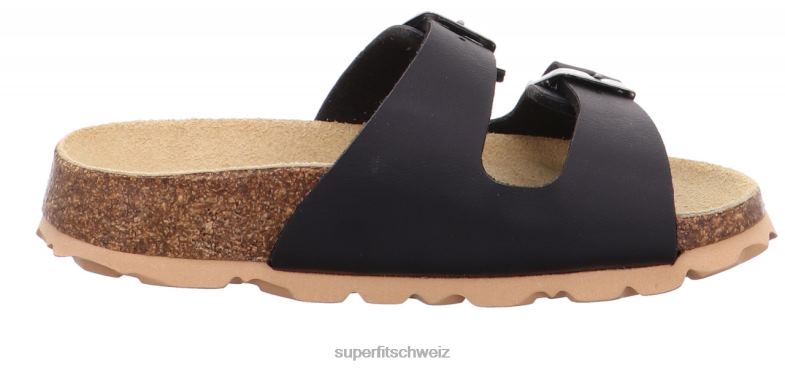 Kleinkinder Hausschuhe 44B2D564 Superfit fussbettpantoffel - Slipper mit Schnalle Schwarz