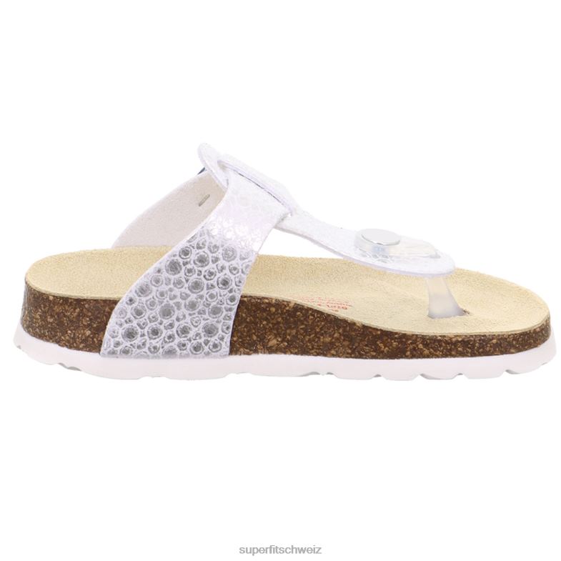 Kleinkinder Hausschuhe 44B2D565 Superfit fussbettpantoffel - Slipper mit Schnalle Weiss
