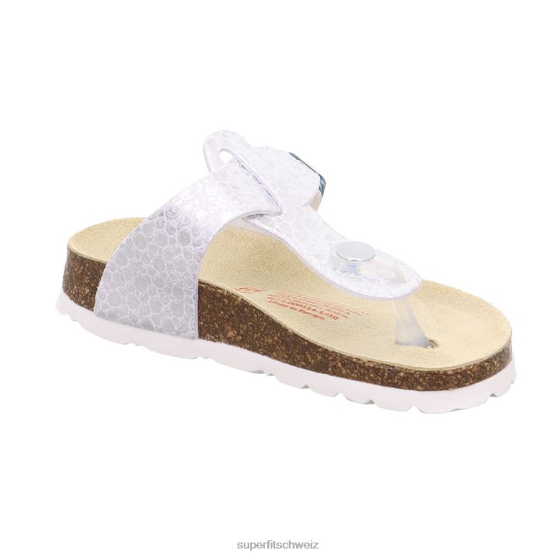 Kleinkinder Hausschuhe 44B2D565 Superfit fussbettpantoffel - Slipper mit Schnalle Weiss