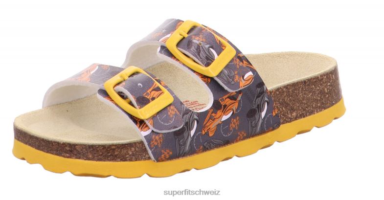 Kleinkinder Hausschuhe 44B2D566 Superfit fussbettpantoffel - Slipper mit Schnalle grau/orange