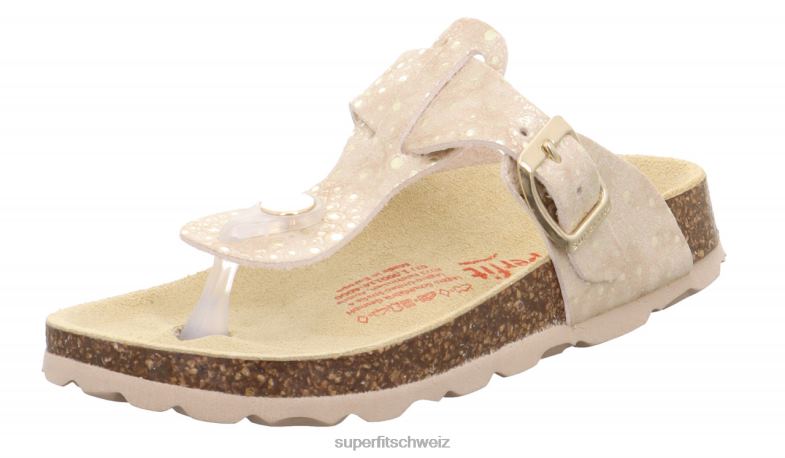 Kleinkinder Hausschuhe 44B2D567 Superfit fussbettpantoffel - Slipper mit Schnalle Beige