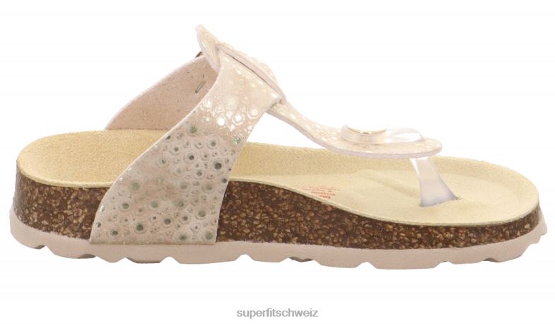 Kleinkinder Hausschuhe 44B2D567 Superfit fussbettpantoffel - Slipper mit Schnalle Beige