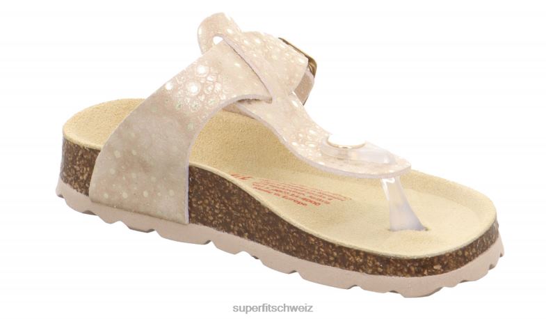 Kleinkinder Hausschuhe 44B2D567 Superfit fussbettpantoffel - Slipper mit Schnalle Beige