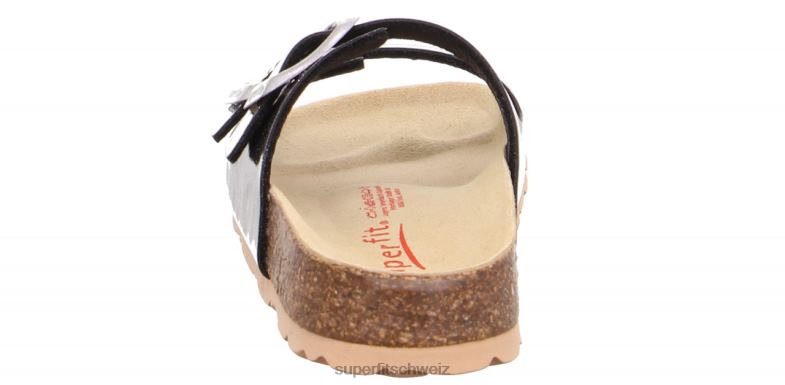 Kleinkinder Hausschuhe 44B2D569 Superfit fussbettpantoffel - Slipper mit Schnalle schwarzes Silber