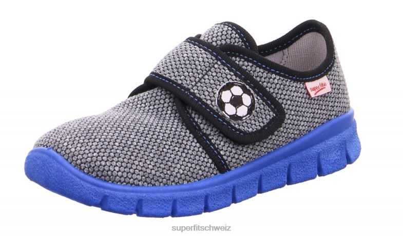 Kleinkinder Hausschuhe 44B2D572 Superfit Bobby - Slipper mit Klettverschluss grau schwarz