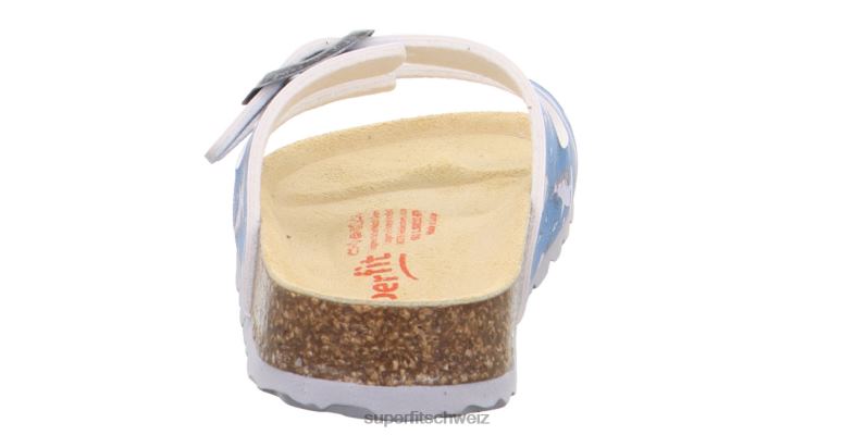Kleinkinder Hausschuhe 44B2D574 Superfit fussbettpantoffel - Slipper mit Schnalle blau/mehrfarbig