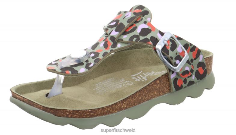 Kleinkinder Hausschuhe 44B2D583 Superfit Gelees - Slipper mit Schnalle grün/mehrfarbig