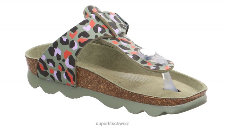 Kleinkinder Hausschuhe 44B2D583 Superfit Gelees - Slipper mit Schnalle grün/mehrfarbig