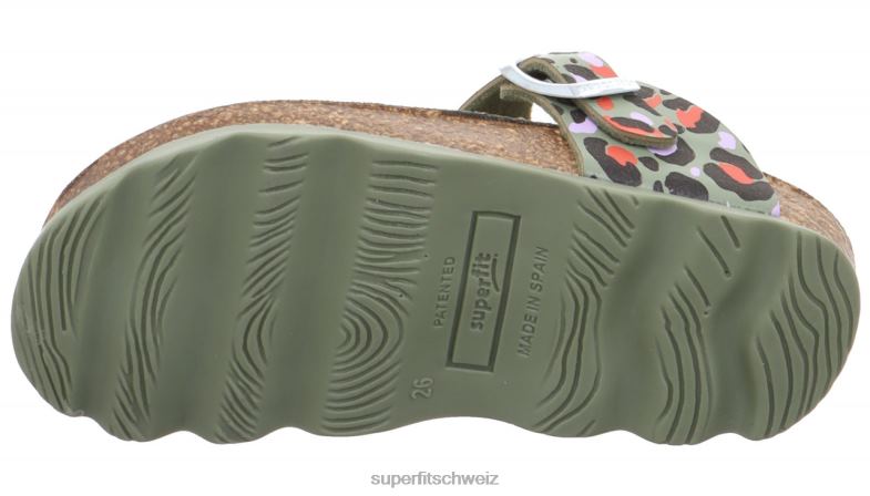Kleinkinder Hausschuhe 44B2D583 Superfit Gelees - Slipper mit Schnalle grün/mehrfarbig