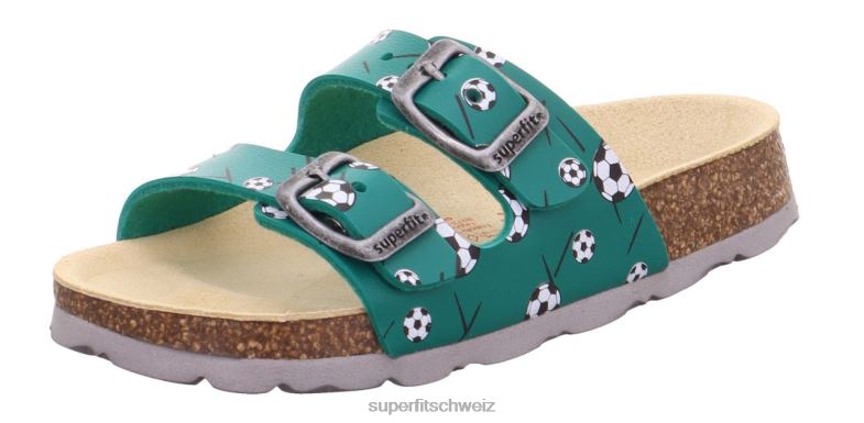 Kleinkinder Hausschuhe 44B2D592 Superfit fussbettpantoffel - Slipper mit Schnalle Grün