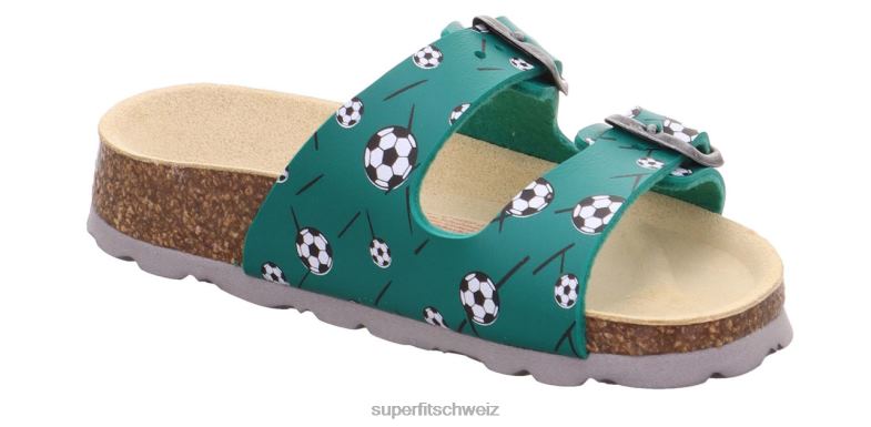 Kleinkinder Hausschuhe 44B2D592 Superfit fussbettpantoffel - Slipper mit Schnalle Grün