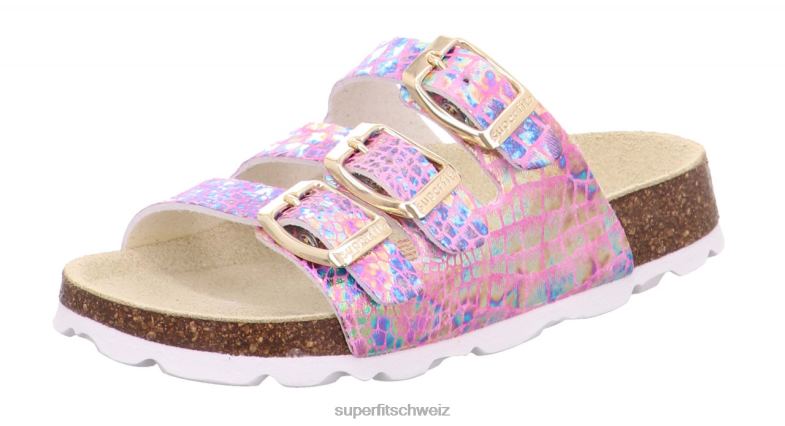 Kleinkinder Hausschuhe 44B2D595 Superfit fussbettpantoffel - Slipper mit Schnalle Rose