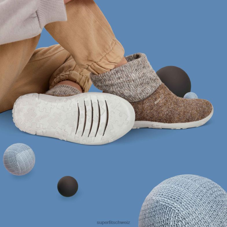 Kleinkinder Hausschuhe 44B2D596 Superfit Glück - Slipper mit Slip Beige