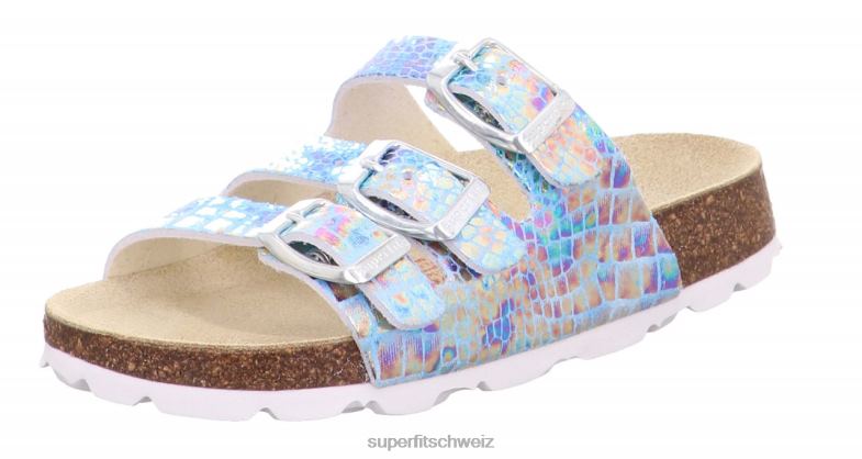 Kleinkinder Hausschuhe 44B2D597 Superfit fussbettpantoffel - Slipper mit Schnalle Blau