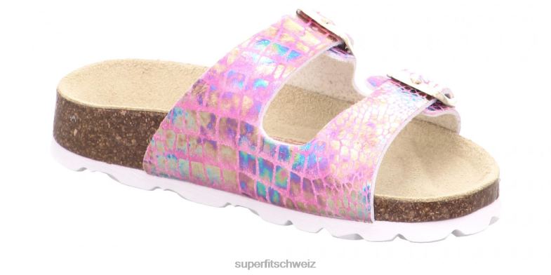 Kleinkinder Hausschuhe 44B2D601 Superfit fussbettpantoffel - Slipper mit Schnalle Rose