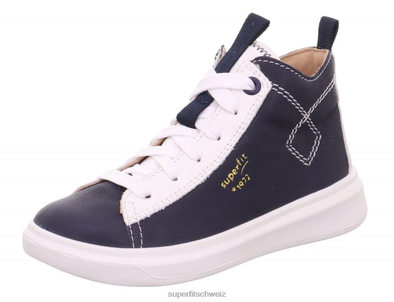 Kleinkinder hohe Turnschuhe 44B2D777 Superfit Cosmo - Sneaker hoch mit Schnürung Blau Weiss