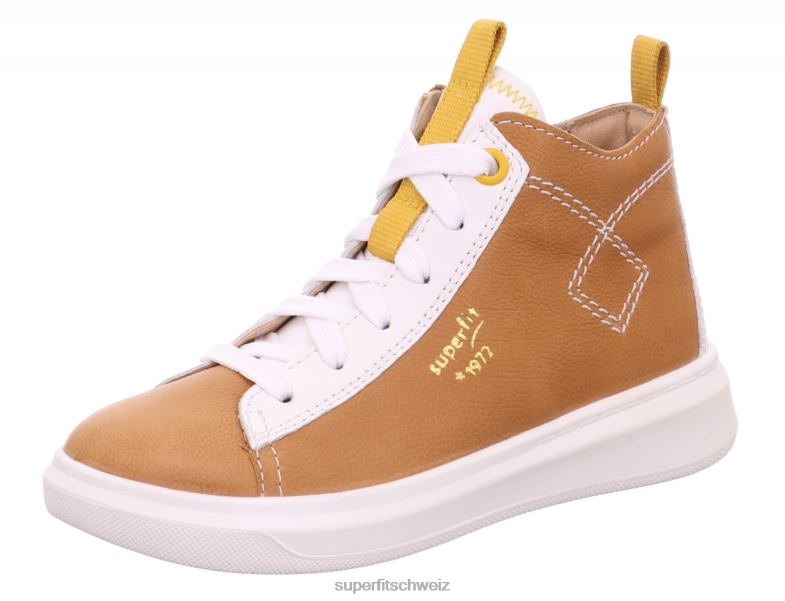 Kleinkinder hohe Turnschuhe 44B2D787 Superfit Cosmo - Sneaker hoch mit Schnürung Braun weiß