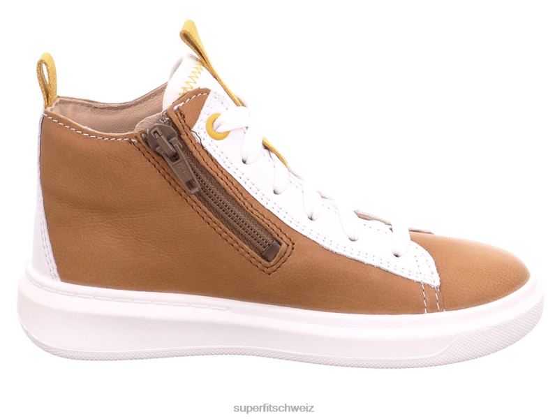 Kleinkinder hohe Turnschuhe 44B2D787 Superfit Cosmo - Sneaker hoch mit Schnürung Braun weiß