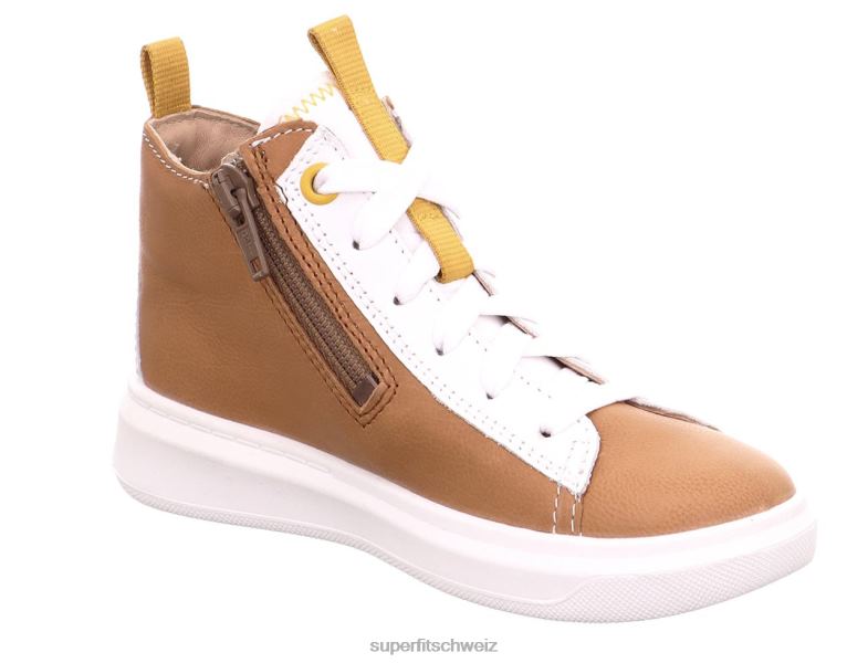 Kleinkinder hohe Turnschuhe 44B2D787 Superfit Cosmo - Sneaker hoch mit Schnürung Braun weiß