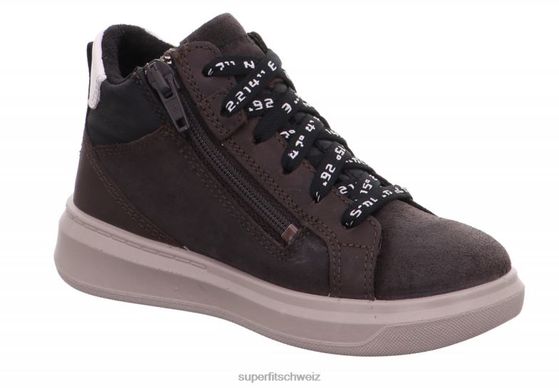 Kleinkinder hohe Turnschuhe 44B2D838 Superfit Cosmo – Sneaker hoch mit Reißverschluss braun