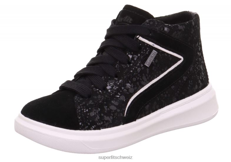 Kleinkinder hohe Turnschuhe 44B2D842 Superfit Cosmo – Sneaker hoch mit Reißverschluss Schwarz