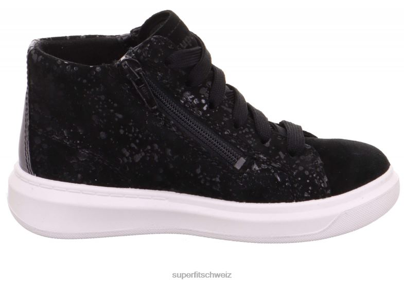 Kleinkinder hohe Turnschuhe 44B2D842 Superfit Cosmo – Sneaker hoch mit Reißverschluss Schwarz