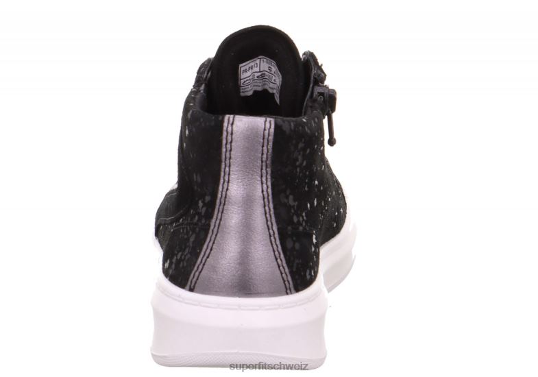 Kleinkinder hohe Turnschuhe 44B2D842 Superfit Cosmo – Sneaker hoch mit Reißverschluss Schwarz