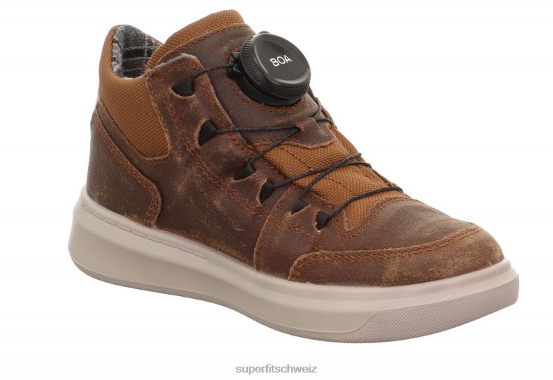 Kleinkinder hohe Turnschuhe 44B2D843 Superfit Cosmo – Sneaker hoch mit Boa-Fit-System braun