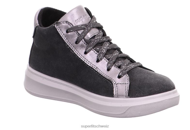 Kleinkinder hohe Turnschuhe 44B2D844 Superfit Cosmo – Sneaker hoch mit Reißverschluss grau/silber