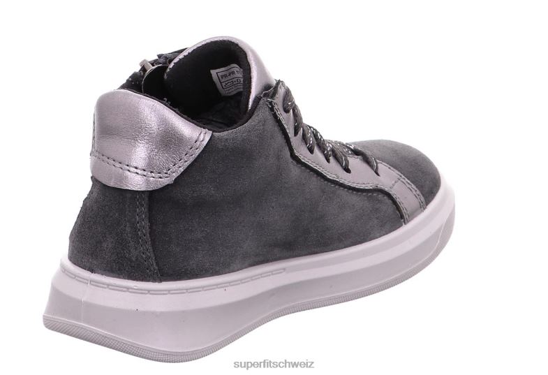 Kleinkinder hohe Turnschuhe 44B2D844 Superfit Cosmo – Sneaker hoch mit Reißverschluss grau/silber