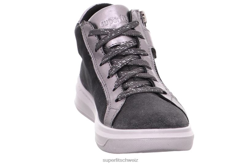 Kleinkinder hohe Turnschuhe 44B2D844 Superfit Cosmo – Sneaker hoch mit Reißverschluss grau/silber